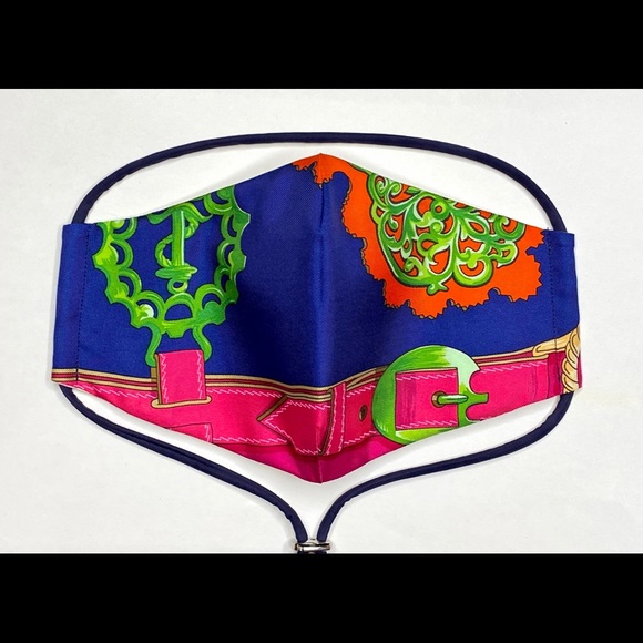 Luxury Fashion-Forward Three Layer Face Mask Handcrafted With Designer Scarf - Picture 3 of 14